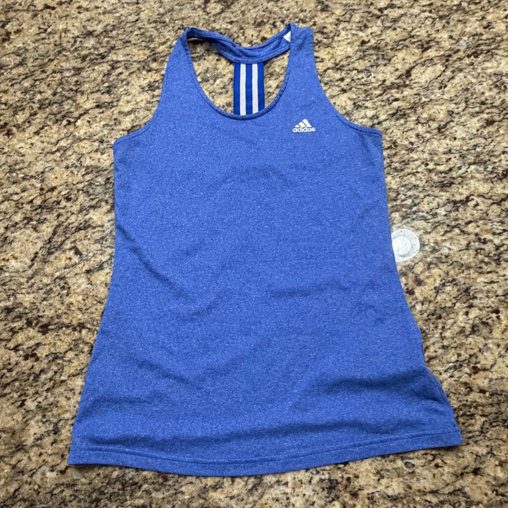 Adidas Womens Climalite Racerback Tank Top Blue Heathered Athletic‎ Size Medium